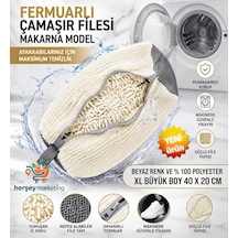 Ayakkabı Yıkama Çantası Özel Makarna Kumaş Fermuarlı Büyük Boy Mikrofiber Beyaz Renk Xl 40 X 20 Cm
