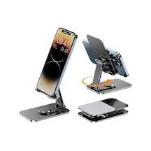 Joyhub Dönen Alüminyum Alaşımlı Tablet Telefon Kılıfı Masaüstü Standı Tüm Metal Kaymaz Ayarlanabilir Açık Gri Var Direksiyon Ounk7f