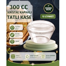 300 Cc Kristal Kapaklı Puding Kabı Cp14 12 Li Tatlı, Magnolya Ve Muhallebi İçin İdeal