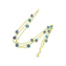 Bilezikhane Üçlü Seramik Taşlı 14 Ayar Altın Tiffany Bileklik Sarı Altın