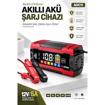 Auhma Aoc11 12v 8a Akıllı Akü Şarj Ve Onarım Cihazı Renkli Lcd Ekran, Pulse Repair, Lifepo4 / Agm