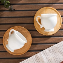 Porsima 101964 Bambu Tabaklı Porselen 6 Kişilik Fincanı Takımı-90