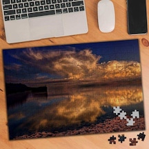 Denizde Bulutlu Gün Batımı 240 Parça Puzzle Yapboz-449509