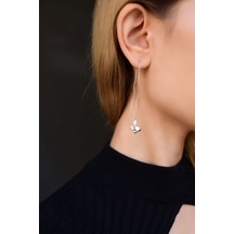 Papatya Silver 925 Ayar Gümüş Rodyum Kaplama Çapa Sallantılı Küpe