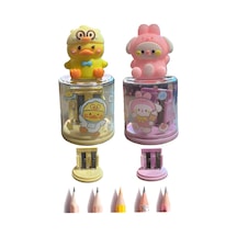 Mini Figürlü Sevimli 2 Li Kalem Traş 2 Adet Hazneli Kalemtıraş Çift Bıçaklı Kalem Açacağı Figürlü No2 Jumbo Ve Standart