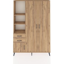 Arges Dolap 5 Raflı 2 Çekmeceli Tek Askılı 132x30x195 Çam-çam/çam Atlas Çam/atlas Çam