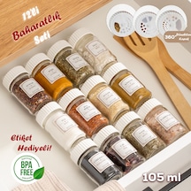 Porsima 1078 12 Li Döner Kapaklı Cam Baharatlık Seti Beyaz