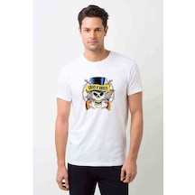 Guns'N Roses Kuru Kafa Silah Gül Baskılı Beyaz Erkek Tshirt