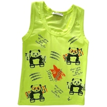Erkek Çocuk Neon Yeşil Panda Baskılı Atlet Tişört