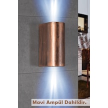 Çift Yönlü Eskitme Kasa Mavi Işık Ledli Iç Ve Dış Mekan Dekoratif Duvar Aplik Diğer