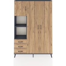Arges Dolap 6 Raflı 3 Çekmeceli Tek Askılı 132x30x195 Antrasit-çam/çam Atlas Çam/atlas Çam