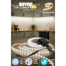 4 Metre Neoglow Beyaz Led Işık Şeridi Tak Çalıştır 12v 60 Çipli Aydınlatma Bant Seti Fişli Led