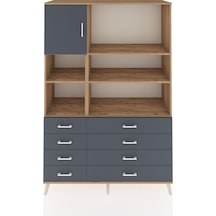 Hyperion Dolap 7 Raflı 8 Çekmeceli Tek Kapaklı 132x44x195 Çam-antrasit/antrasit Antrasıt/antrasıt