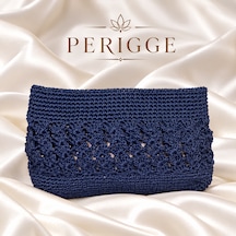 Periggecom Kagıt İp Portföy Peri Örnek Portföy Clutch Çanta Lacivert