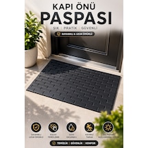 Kapı Önü Paspas 75x45 Cm Kaymaz Tabanlı Yıkanabilir Çok Amaçlı Dış Mekan Paspası siyah