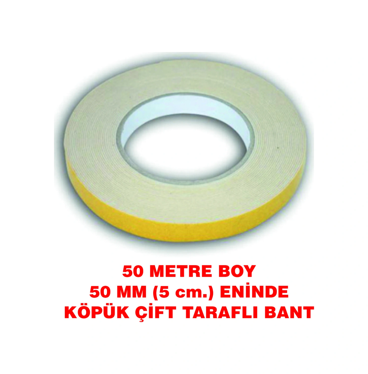 Çift Taraflı İçi Köpüklü Sarı Bant 50 M. Uzunlukta 50 Mm-5 Cm Ebatında 1 Adet