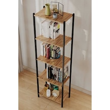 Metal Kitaplık 5 Raflı Kitaplık Dosya Kitap Rafı Ofis Ev Rafı Kitap Raf Siyah-çam