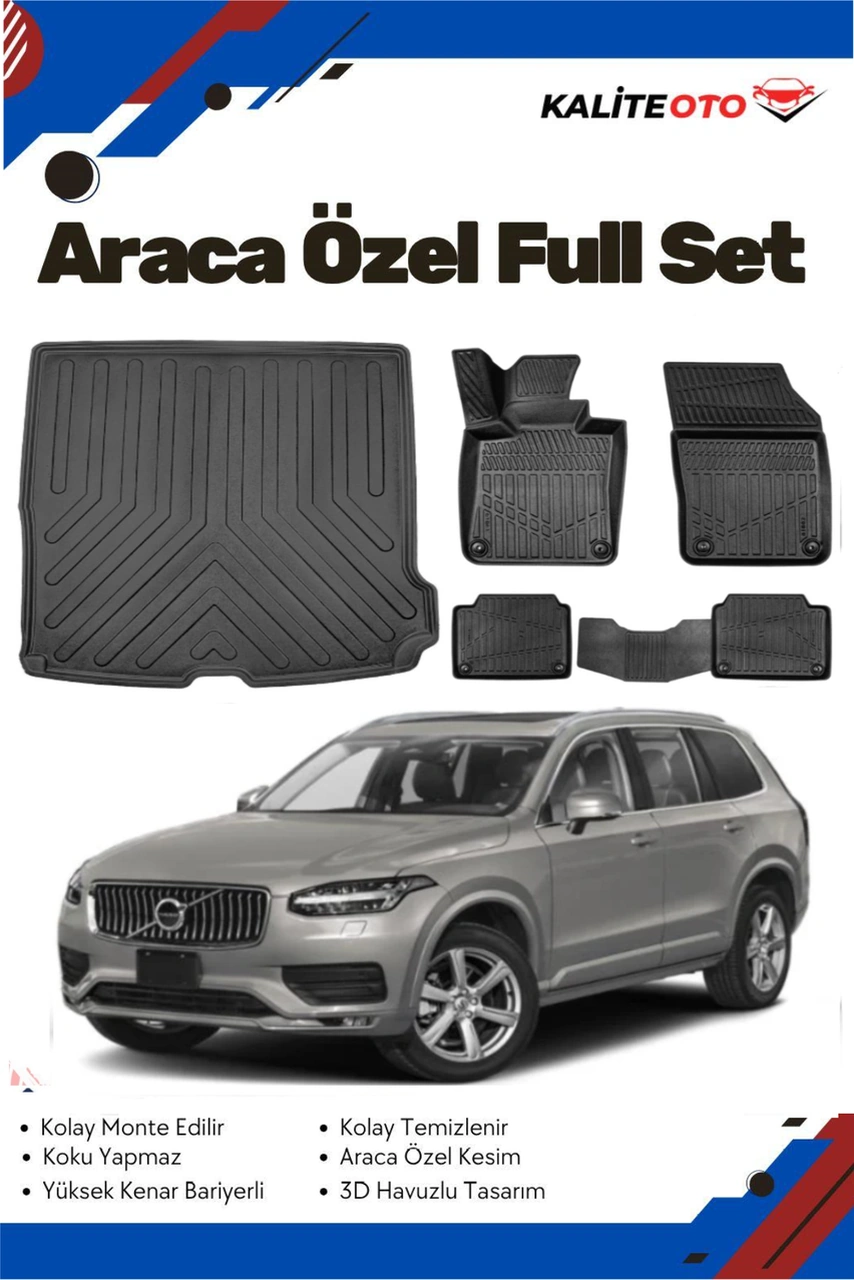 Volvo Xc90 5 Koltuk 2019 Model Yumuşak Paspas+bagaj Havuzu Seti