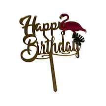 Happy Birthday Yazılı Leylekli Aynalı Pleksi Altın