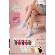 Kral Socks Kadın Bambu Patik Çorap 5 Çift Dikişsiz Parfümlü Kısa Çorap Asorti