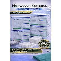 Nonwoven Kompres 7,5x7,5 Cm 4 Katlı Steril 100 Adet Kumaş Dokulu Pansuman Spanç 3 Kutu