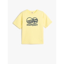Koton Slogan Baskılı Kısa Kollu Bisiklet Yaka Oversize Tişört Sarı 5skb10334tk Sarı