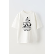 Thewert Unisex In Frıends We Trust Tasarım Baskılı Pamuk Beyaz Oversize T-shirt