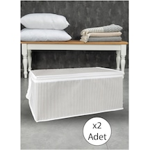 2 Adet Gri Çizgili Hurç Baza Altı Hurç 30x50x20 Cm Gri