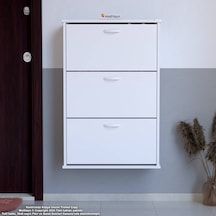 Modilayn Varbi Asma Kapı Önü 72 X 107 X 25,5 Cm Lik 3 Düşer Kapak 6 Göz Bölmeli Ayakkabılık Beyaz