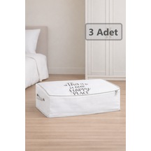 3 Adet İpli Baskılı Baza Altı Hurcu Düzenleyici Organizer Hurç Beyaz