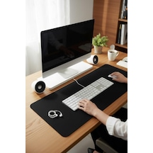 Keçe Bilgisayar Mouse Pedi 100x44 Cm Siyah Renk Çalışma Masası Düzenleyici 3 Mm Kalınlık Masa Üstü Düzenleyici Mat