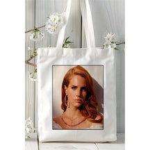 Art Hediye Lana Del Rey Baskılı Bez Çanta Omuz Çantası Kişiye Özel Desen 2 Çok Renkli