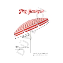 Kırmızı Beyaz Plaj Şemsiyesi 180cm, 8 Telli Kırmızı - Beyaz