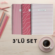A5 Spiralli Pembeli Defter 40 Yaprak 3'lü Tamamı Çizgisiz