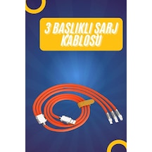 Ilkeshop 120w Silikon Metal Uçlu Led Işıklı 3 In1 Şarj Kablosu 1.2m