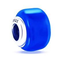 Mini Lacivert Murano Yüzük Gümüş Charm