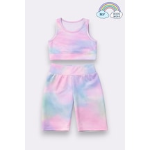 My Kids Wear Kız Çocuk Çok Amaçlı Batik Desenli Mayo & Spor Takımı 12435 Fuşya - Lacivert