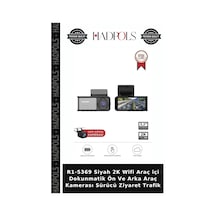 R1-5369 Siyah 2k Wifi Araç İçi Dokunmatik Ön Ve Arka Araç Kamerası Sürücü Ziyaret Trafik