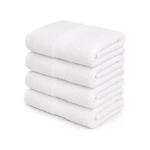 4 Lü El Yüz Havlu Seti %100 Pamuklu 50x90 Cm Simple Time Havlu Takımı Beyaz