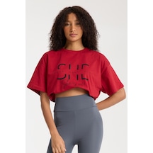 Kırmızı She Yazılı T-shirt Kırmızı