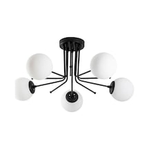 Daisy 5 Li Modern Tasarım-rustik-salon-mutfak-yatak Odası - Glop Camlı Siyah Avize Diğer
