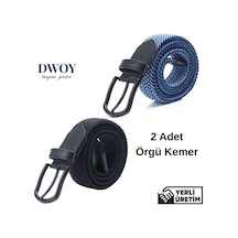 Dwoy Elastik Örgü Kemer 2'li Set-778 Mavi