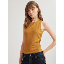 Koton Kolsuz Bisiklet Yaka Slim Fit Basic Atlet Kahverengi 5sak10020uk Kahve