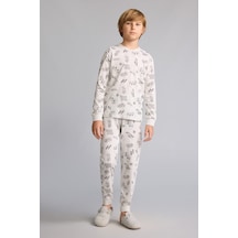 Defacto Regular Fit Uzun Kollu Üst Lastikli Paça Alt Baskılı 2li Pijama Takımı Erkek Çocuk I1445a826augr503 Gri-gr503