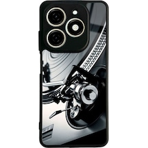 Tecno Spark 20 Plakçalar Tasarımlı Glossy Telefon Kılıfı Siyah