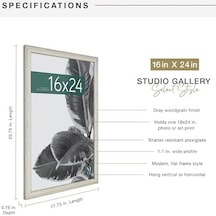 Mcs Studio Gallery Büyük Fotoğraf Çerçevesi, 40 X 61 Cm, Gri, Damarlı Ahşap, Duvara Dikey Ve Yatay Asma, Fotoğraflar, Posterler Ve Sanat Baskıları İçin, Tekli Paket