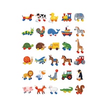 30 Adet Retro Ahşap Oyuncak Sticker Seti - Laptop, Defter, Ajanda Çok Renkli