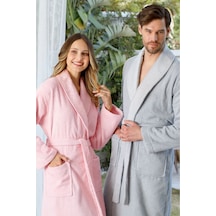 Camellia Aile Bornoz Seti Gri Pembe Gri - Pembe