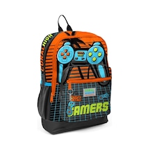Coral High Kids Gri Turuncu Gamer Desenli Dört Bölmeli Okul Sırt Çantası 23746