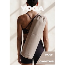 Moab Yoga Matı & Pilates Matı Taşıma Çantası , Keten-pamuk , 75x25 Cm , Ayarlanabilir Askılı Krem Krem